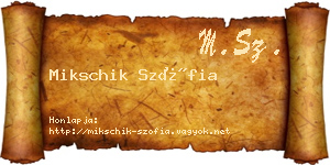 Mikschik Szófia névjegykártya
